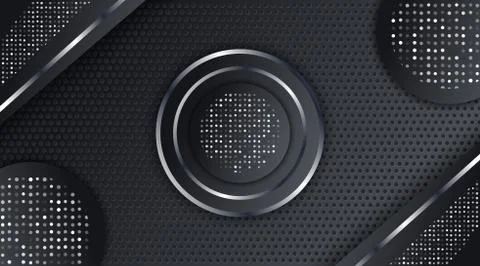 Abstract Black Metallic Silver Frame Layout Tech Design Background Template Stock Illustration