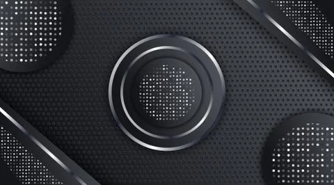 Abstract Black Metallic Silver Frame Layout Tech Design Background Template Stock Illustration