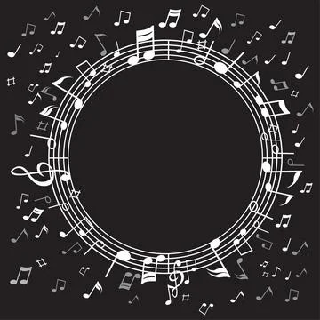 Abstract black notes music on a white background, vector illustration Stock Illustration