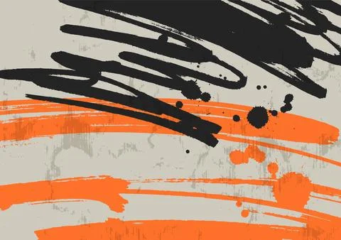 Abstract Black Orange Brushstroke Texture Background Stock Illustration