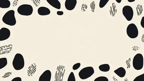 Abstract black organic spots border with hand drawn texture around empty ce.. Stock Footage 341429083