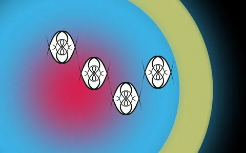 Abstract Black Oval Emblems Arranged on Gradient Blue and Pink Backgroun Illustrazione stock