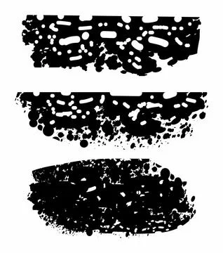 Abstract black paint daub set with gritty ink texture Stock Illustration