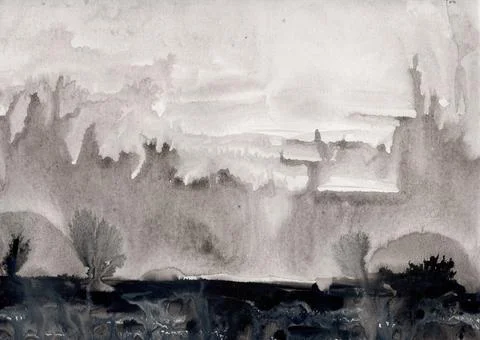 Abstract black paint landscape Stock Illustration