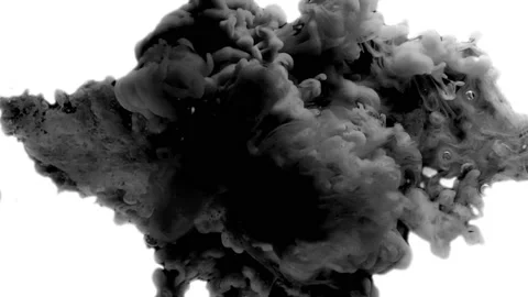 Abstract black paint Slow Motion. Dark smoke isolated on white backgroud Stock Footage 101297001