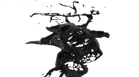 Abstract black paint splash in slow motion, isolated on white (FULL HD) Video stock 51543716