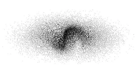 Abstract black particle cloud with swirling dust effect on white background Stock Illustration