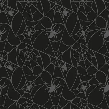 An Abstract Black Pattern Featuring Spiders and Leaves in a Stylish and Illustrazione stock