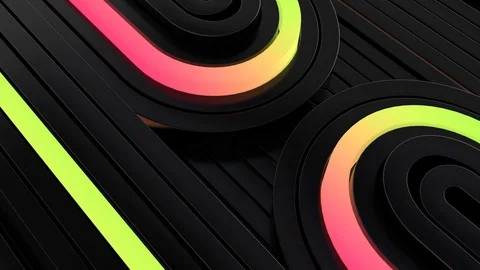 Abstract black perspective loop background with color neon lines Stock Footage 98928559