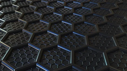 Abstract black plastic hexagons. Modern technology related loopable animation Stock Footage 98797430