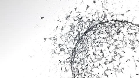Abstract black plexus structure on sphere earth cracking and exploding on w.. Иллюстрация