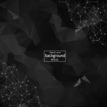 Abstract Black Polygonal Space Background with Connecting Dots and Lines. Geo Stock Illustration