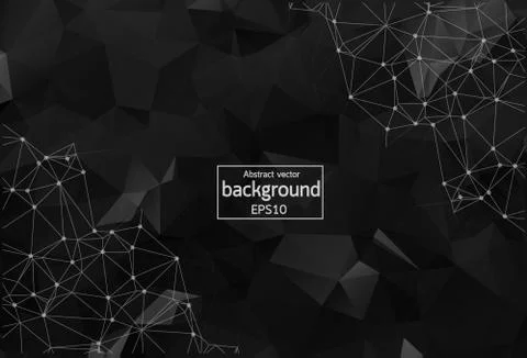 Abstract Black Polygonal Space Background with Connecting Dots and Lines. Geo Stock Illustration