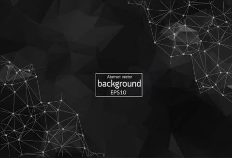 Abstract Black Polygonal Space Background with Connecting Dots and Lines. Geo Stock Illustration