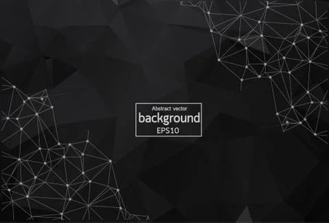 Abstract Black Polygonal Space Background with Connecting Dots and Lines. Geo Stock Illustration