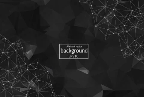 Abstract Black Polygonal Space Background with Connecting Dots and Lines. Geo Stock Illustration