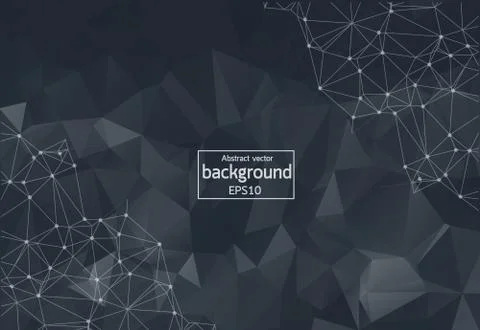 Abstract Black Polygonal Space Background with Connecting Dots and Lines. Geo Stock Illustration