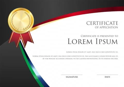Abstract black red green theme certificate card template Stock Illustration