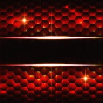 Abstract black red hexagons background with text space Stock Illustration