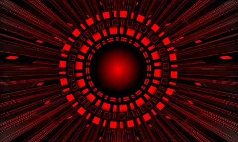 Abstract black red light circuit cyber technology futuristic zoom dark design Illustrazione stock