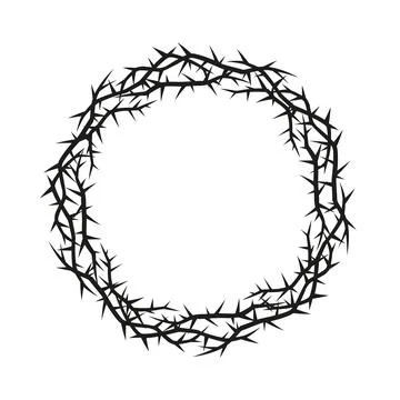 Abstract black round frame with sharp thorns. Crown of thorns. Stock Illustration
