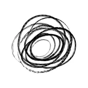 Abstract black scribble chaotic circle hand drawn design Stock Illustration