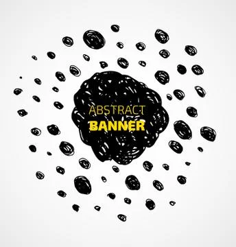 Abstract black scribble dots circle frame banner Illustrazione stock