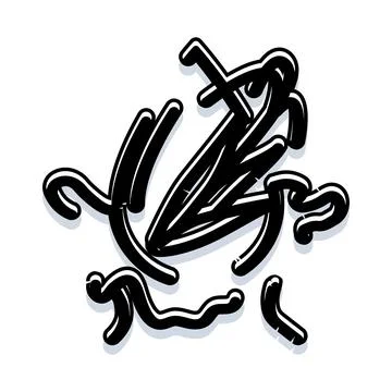 Abstract black scribble line art on white background Stock Illustration