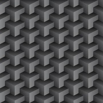 Abstract black seamless pattern made from stacked cubes Illustrazione stock
