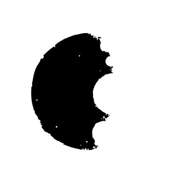 Abstract Black Shape with Bite Marks on White Illustrazione stock