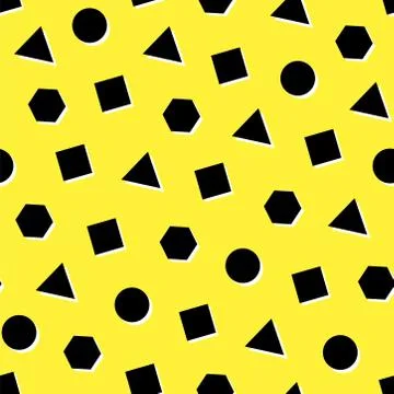 Abstract black shape pattern on yellow background Stock Illustration