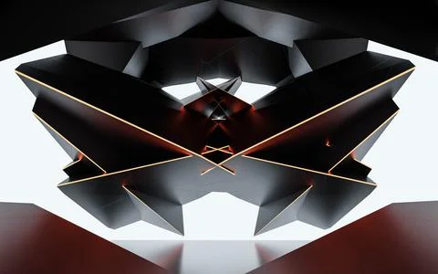 Abstract black space ship sci-fi concept object 3d render illustration イラスト素材