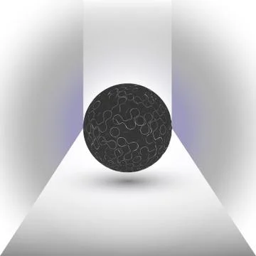 Abstract black sphere on a blue background vector Stock Illustration