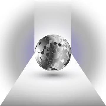 Abstract black sphere on a blue background vector Stock Illustration