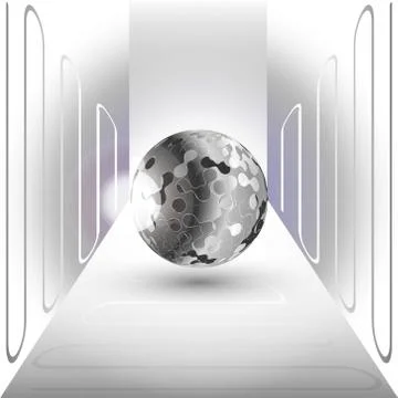 Abstract black sphere on a blue background vector Stock Illustration