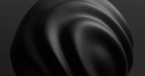 Abstract black sphere with curved ridges on dark background looping animation Stock Footage 333475271