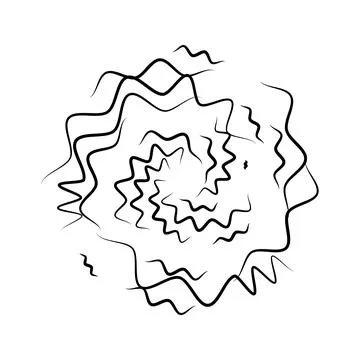 Abstract black spiral vortex vector illustration featuring wavy, jagged lines Stock Illustration