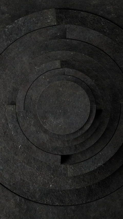 Abstract Black Stone Sculpture Featuring Layered Circular Patterns Stock Footage 319685576