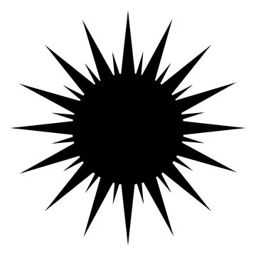Abstract black sun or zigzag icon. Sunshine, sunlight black symbol. Vector  Stock Illustration