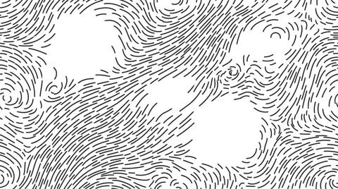 Abstract black swirling lines pattern on white with negative space for design Stock Illustration