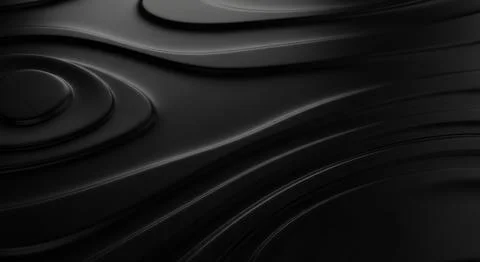 Abstract black swirling patterns with glossy texture and smooth waves for m.. Stock Illustration