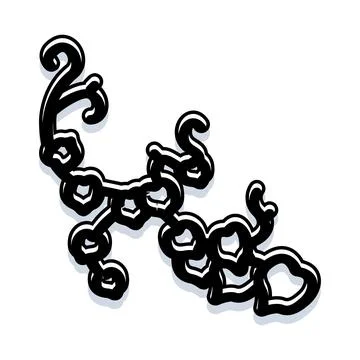 Abstract black swirling shapes pattern on white background 库存插图