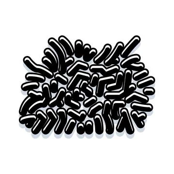 Abstract black tangled doodle shapes pattern design Illustrazione stock