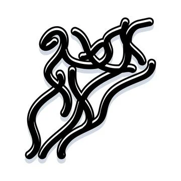 Abstract black tangled lines on white background Stock Illustration