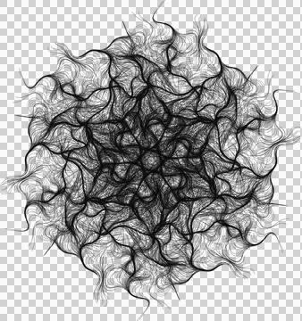 Abstract black tangled thread circular pattern. Intricate wavy line art gra.. Stock Illustration