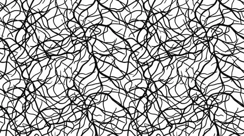 Abstract black tangled vine pattern for textile wallpaper. Stock Illustration