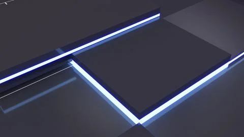 Abstract black technology square shape background and neon light,Cyberspace.. Stock Photos