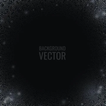 Abstract black textured background with silver glitter halftone pattern. Stock Illustration