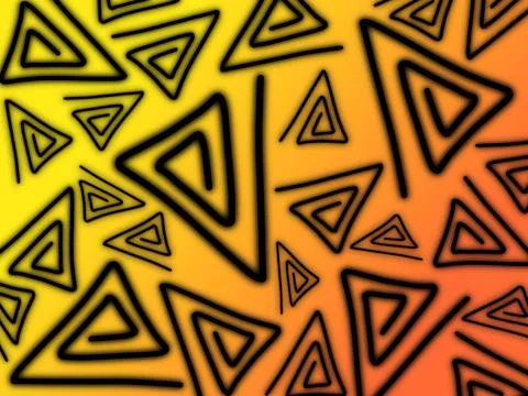 Abstract Black Triangle Line Pattern on Yellow Orange Gradient Background 库存插图