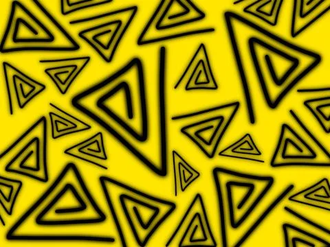 Abstract Black Triangle Line Pattern on Yellow Background イラスト素材